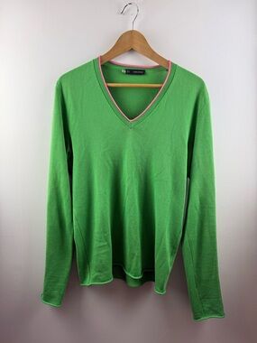 Dsquared2 Archival 2012 Green & Pink V-Neck Cotton Knit Sweater XS Made in Italy